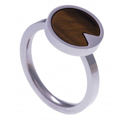 Bague femme en pierre naturelle: Acier & Oeil de tigre - Lyn&Or Bijoux