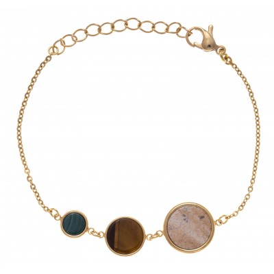 Bracelet créateur femme en acier doré et pierres naturelles - Lyn&Or Bijoux