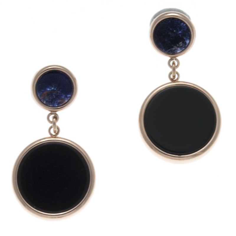 Boucle d'oreille Onyx, amazonite, sodalite, acier rose Boucle d'oreille Onyx, amazonite, sodalite, acier rose