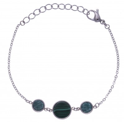 Bracelet femme en pierre naturelle: Acier, Malachite & Amazonite - Lyn&Or Bijoux