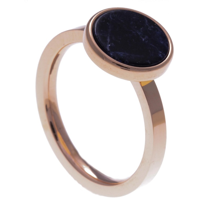 Bague acier rose femme, pierres fines, Sodalite bleue Bague acier rose femme, pierres fines, Sodalite bleue