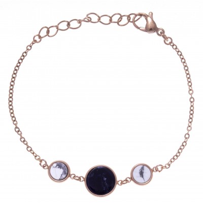 Bracelet femme en acier rose, Sodalite bleue et Howlite blanche - Lyn&Or Bijoux