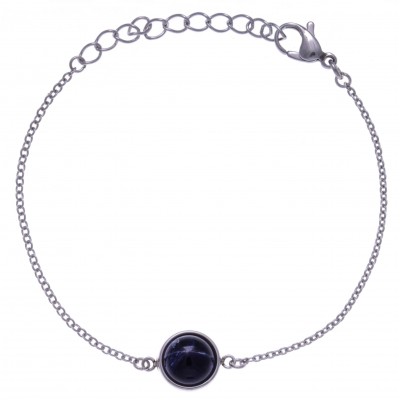 Bracelet femme en acier + cabochon Sodalite bleue - Lyn&Or Bijoux