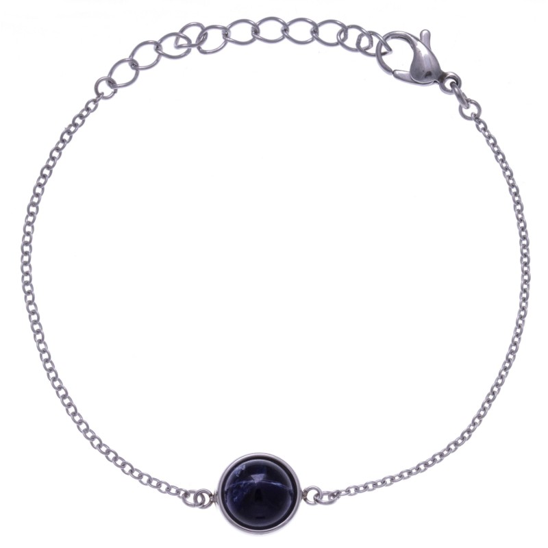 Bracelet cabochon acier femme, Sodalite bleue Bracelet cabochon acier femme, Sodalite bleue