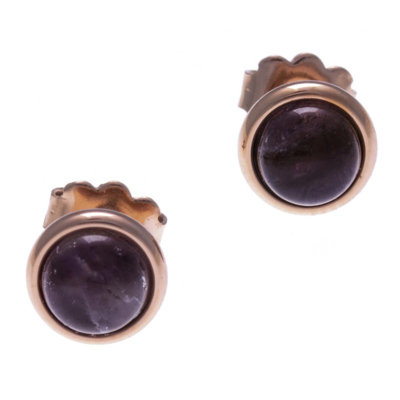 Boucles d'oreilles Améthyste & cabochon acier rose Boucles d'oreilles Améthyste & cabochon acier rose