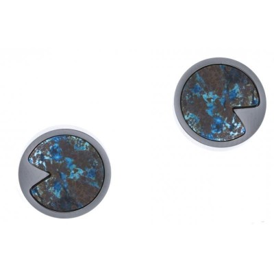 Boucles d'oreille femme en pierre naturelle: Acier & Chrysocolle bleue - Lyn&Or Bijoux