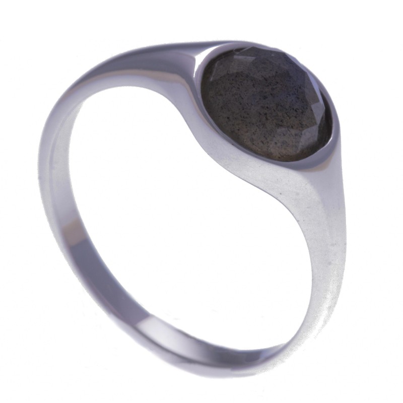 Bague en pierres naturelles pour femme, argent rhodié, labradorite facettée Bague en pierres naturelles pour femme, argent rhodié, labradorite facettée