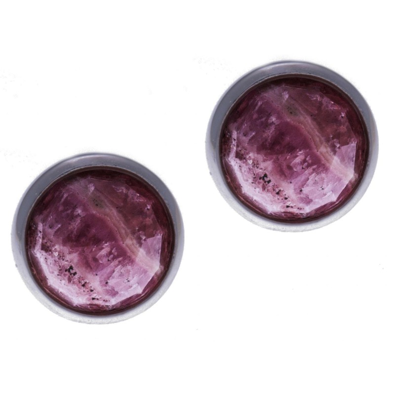Boucles d'oreilles en pierres naturelles pour femme, argent rhodié, rhodocrosite Boucles d'oreilles en pierres naturelles pour femme, argent rhodié, rhodocrosite