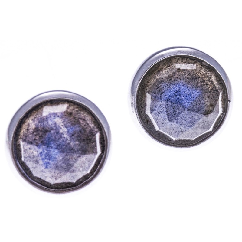 Boucles d'oreilles en pierres naturelles pour femme en argent rhodié, labradorite Boucles d'oreilles en pierres naturelles pour femme en argent rhodié, labradorite