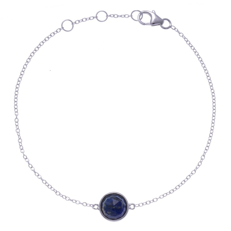 Bracelet en pierres naturelles pour femme, argent, lapis lazuli facettée Bracelet en pierres naturelles pour femme, argent, lapis lazuli facettée