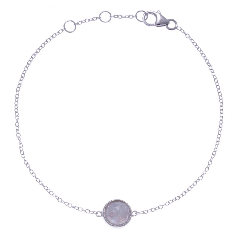 Bracelet en pierres naturelles pour femme, argent, pierre de lune facettée Bracelet en pierres naturelles pour femme, argent, pierre de lune facettée