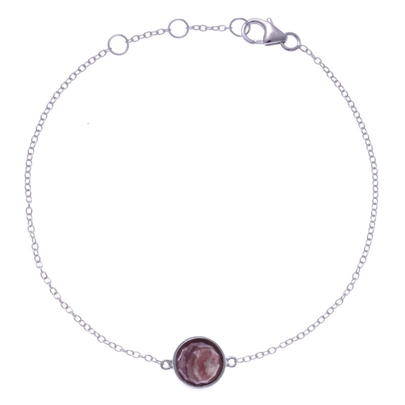 Bracelet en pierres naturelles pour femme, argent, rhodocrosite facettée Bracelet en pierres naturelles pour femme, argent, rhodocrosite facettée
