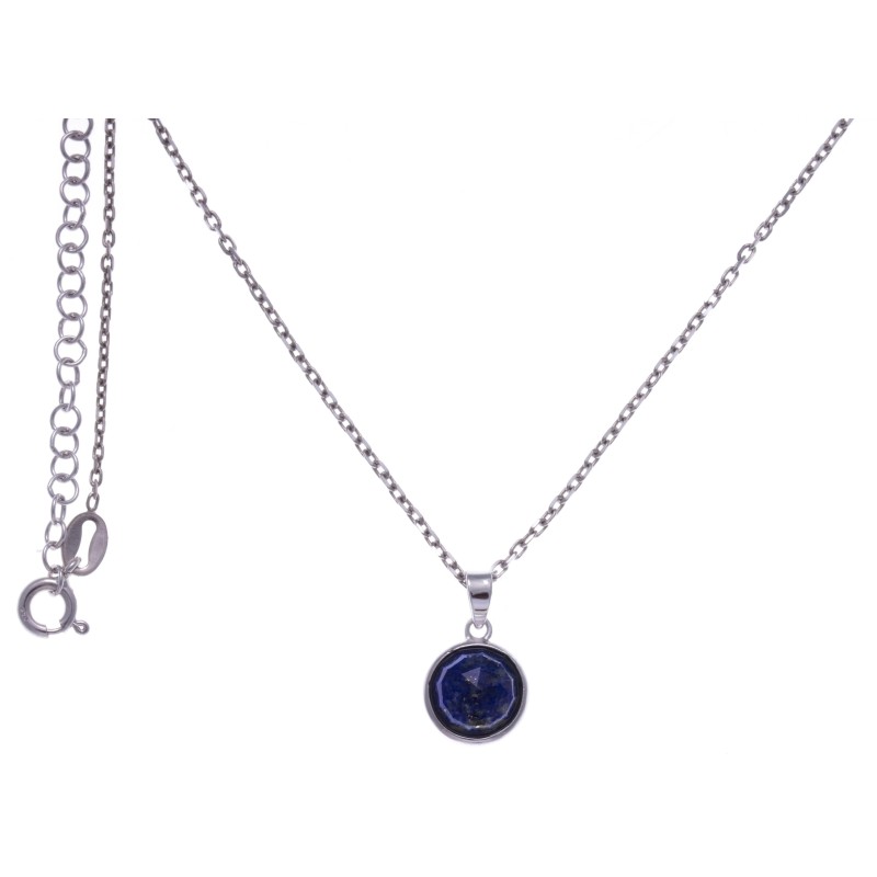 Collier en pierres naturelles pour femme, argent, lapis lazuli facettée Collier en pierres naturelles pour femme, argent, lapis lazuli facettée