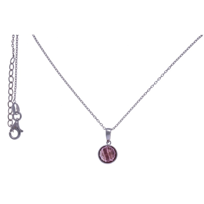 Collier en pierres naturelles pour femme, argent, rhodocrosite facettée Collier en pierres naturelles pour femme, argent, rhodocrosite facettée