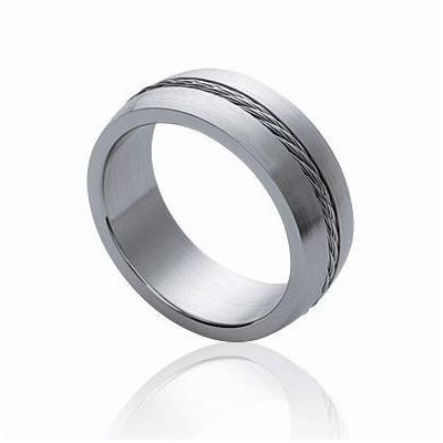 Bague pour homme, anneau en acier gris - Erato - Lyn&Or Bijoux