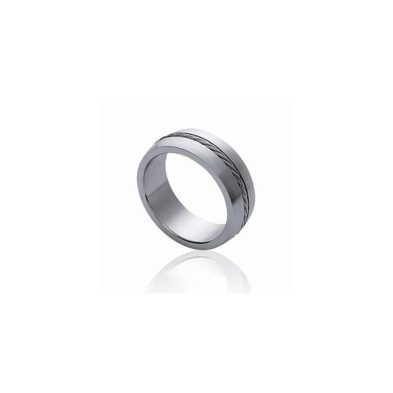 Bague pour homme, anneau en acier gris - Erato - Lyn&Or Bijoux