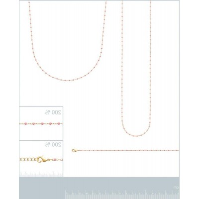 Long Collier sautoir 135 cm émail rose plaqué or pour femme - Bijoux Femme - Lyn&Or Bijoux