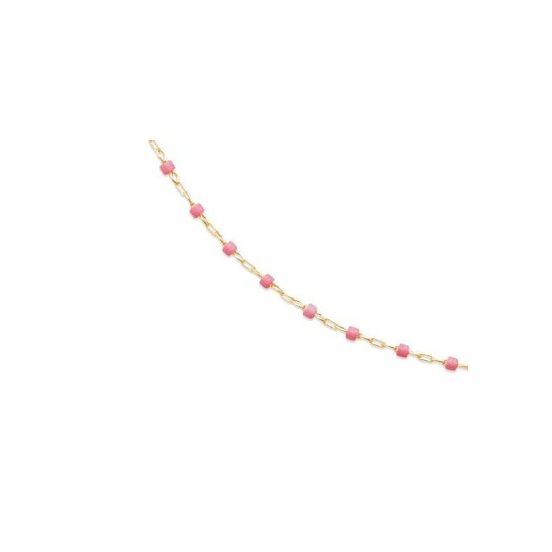 Sautoir rose en plaqué or pour femme - Etta - Lyn&Or Bijoux