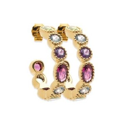 Créoles pour femme, plaqué or & cristal multicolore - Thyka - Lyn&Or Bijoux