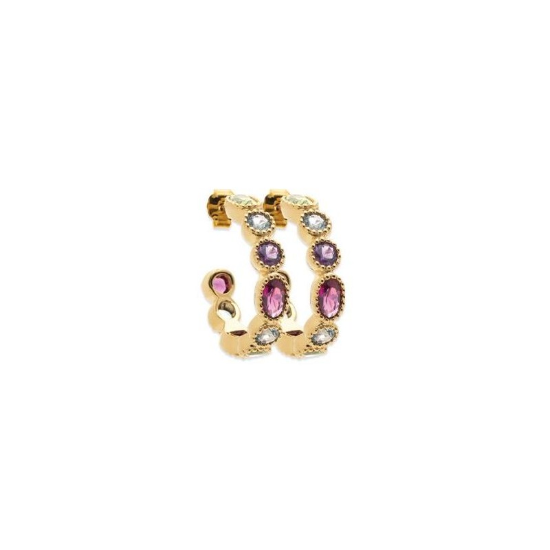 Créoles pour femme, plaqué or & cristal multicolore - Thyka - Lyn&Or Bijoux