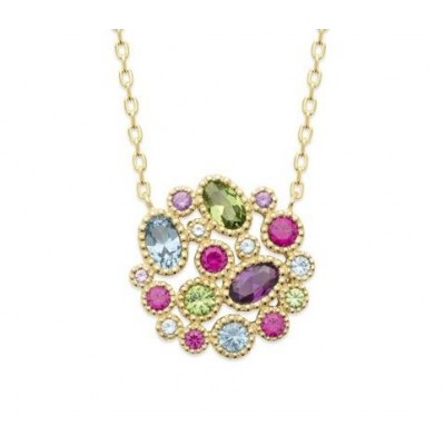 Collier pour femme en plaqué or & cristal coloré - Thyka - Lyn&Or Bijoux