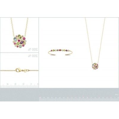Collier femme en plaqué or & cristal coloré - Lyn&Or Bijoux