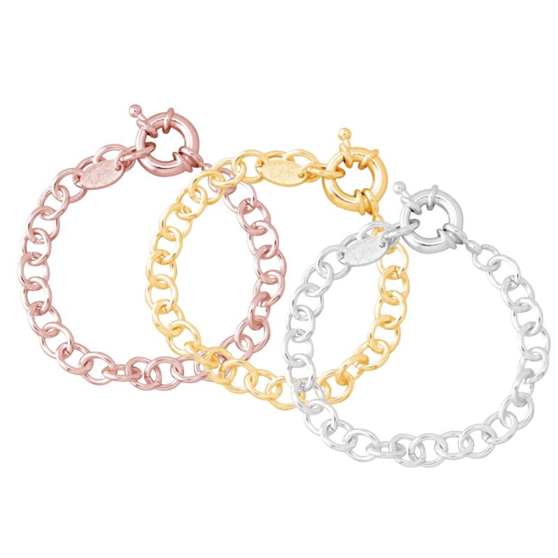Bracelet chaîne anneaux larges pour y accrocher vos charms