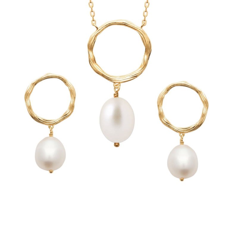 boucles d'oreilles et pendentif en perle de culture d'eau douce