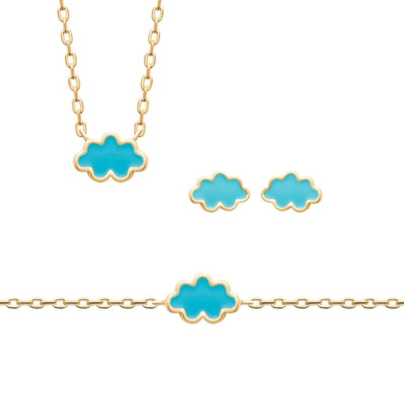 bijoux de rêve nuage bleu petite fille en plaqué or