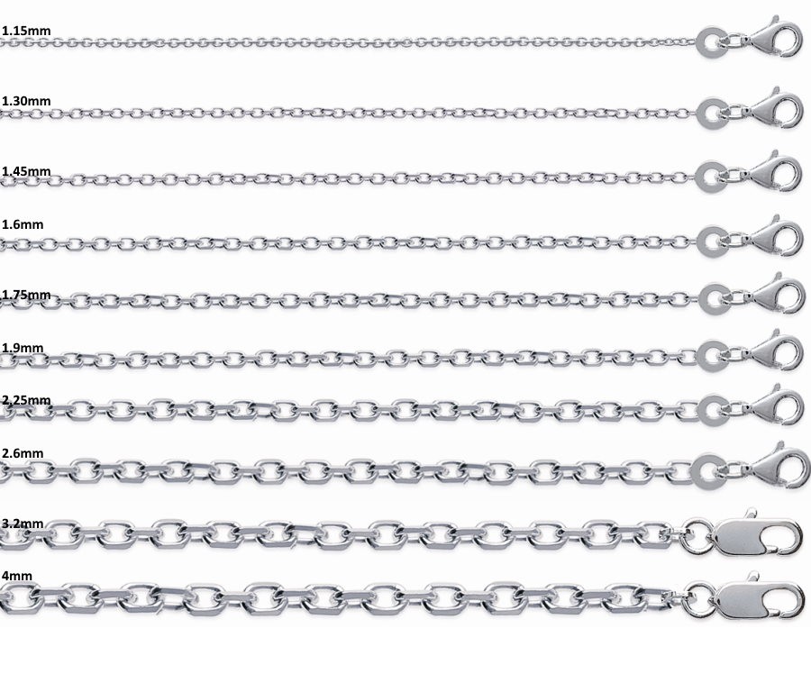 chaine collier argent, largeur et longueur au choix