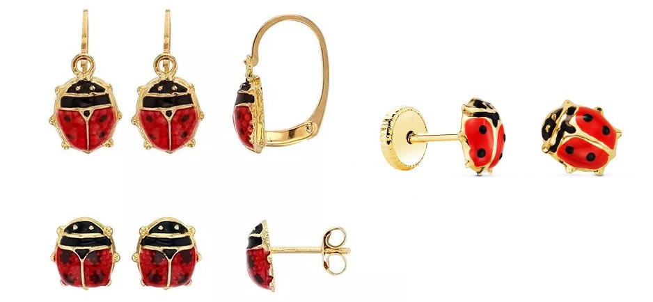 coccinelles boucles d'oreilles fille ans