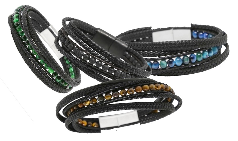bracelet homme pierre naturelle acier